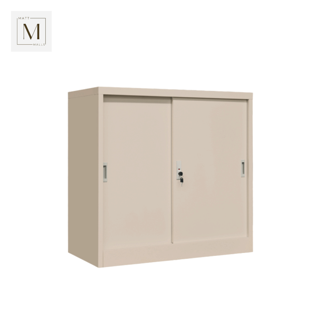 ตู้เอกสารเหล็กบานเลื่อน MATTMALLS รุ่น M-FC-M1 สีครีม ทึบเตี้ย 85 ซม.